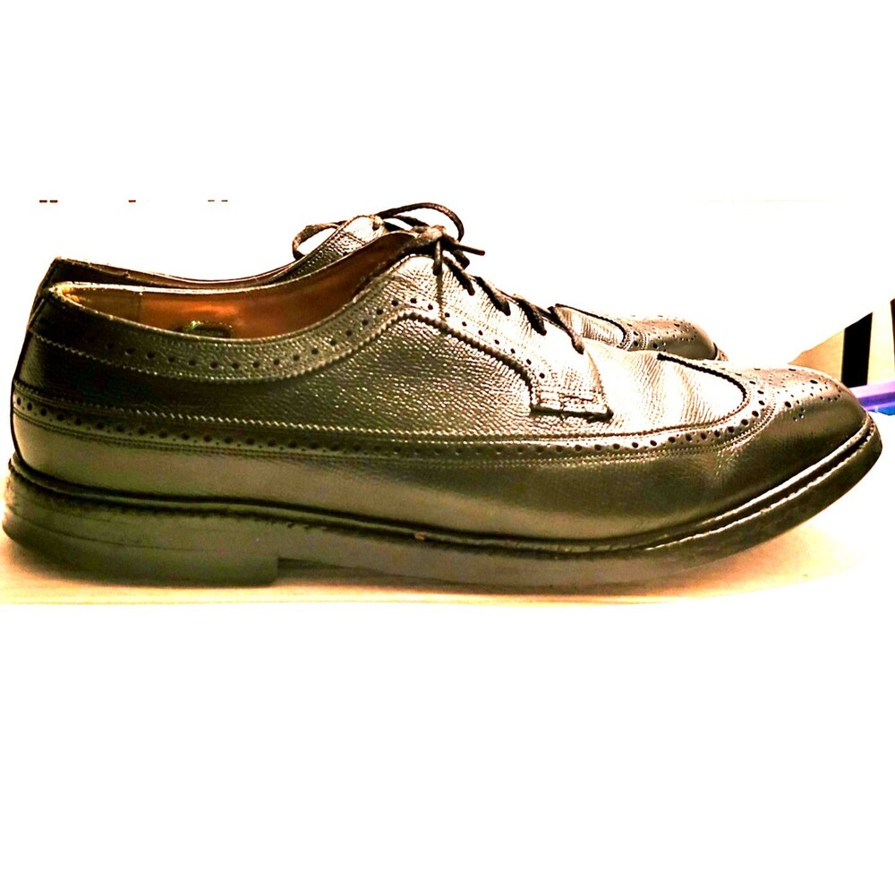 VTG 70s Florsheim Imperial Kenmoor 12 C Black Longwing Blucher Gunboat Men Shoes - Picture 7 of 16